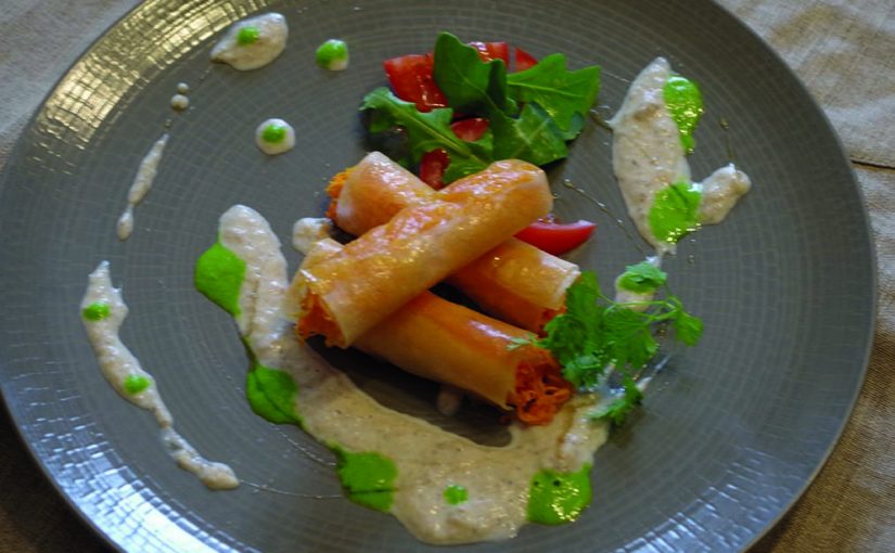 Bonbons de carottes de créances, crème de camembert de Normandie AOP aux herbes