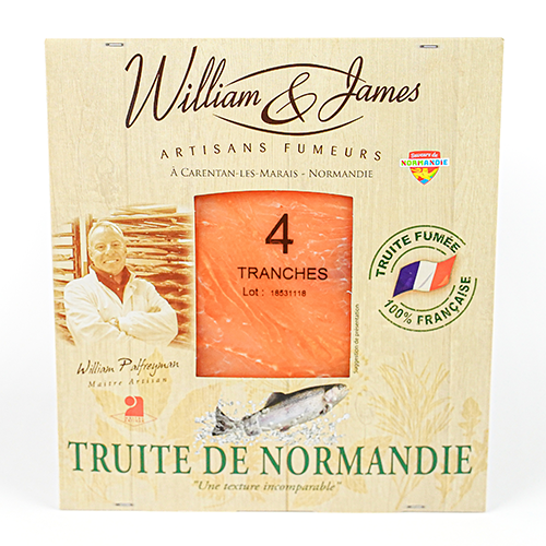 Filet de truite de Normandie fumée non-tranchée 700g William Palfreyman